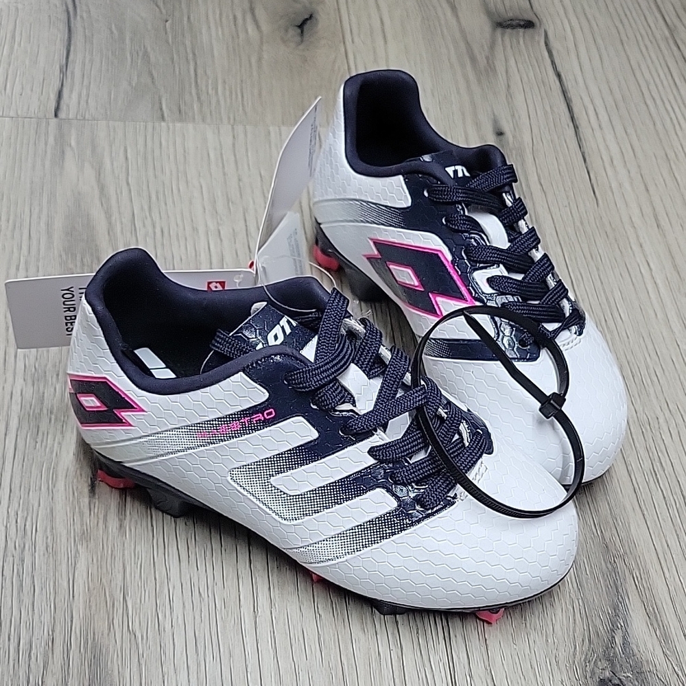 Lotto White and Navy Soccer Cleats